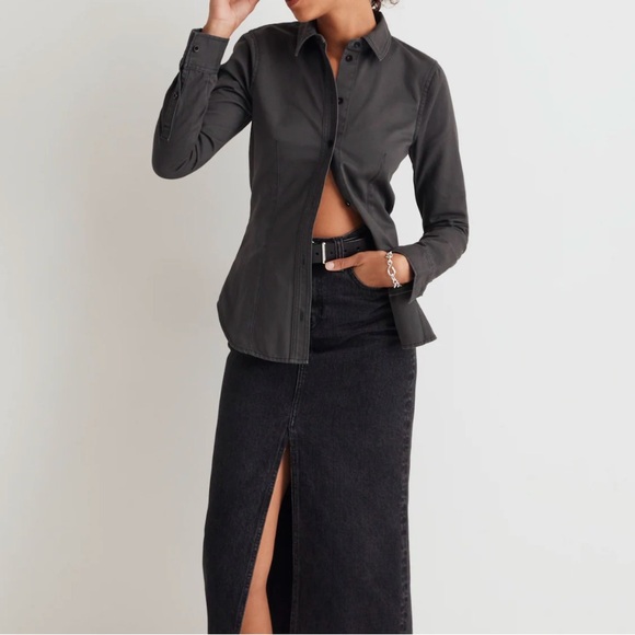 Madewell Tops - Madewell  Darted Button-Up Shirt in (Re)generative Chino NWT Color Dark pavement
